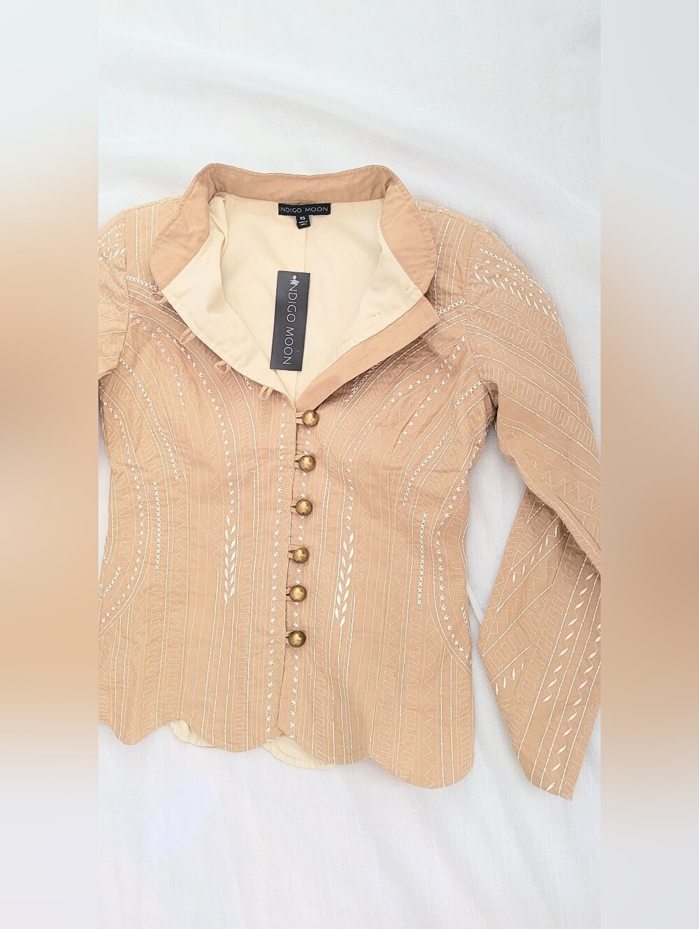 NWT! Boho Quilted Women's Fall Blazer Event Button Front Embroidered Jacket XS - Picture 5 of 16